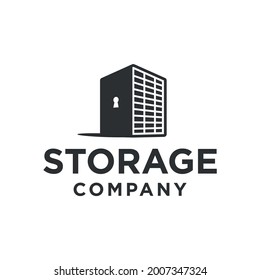 storage logo. Cube shape with a keyhole for storage