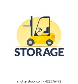 Storage logo vector illustration, warehouse icon, concept design with loader