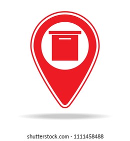 storage map pin icon. Element of warning navigation pin icon for mobile concept and web apps. Detailed storage map pin icon can be used for web and mobile on white background