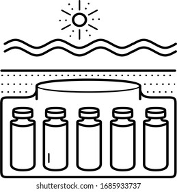 Storage of nuclear waste icon in outlines