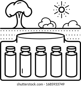 Storage of nuclear waste icon in outlines