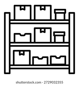 Icono del estante y de las cajas del almacenamiento
