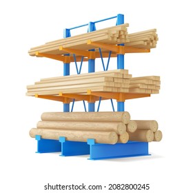 Storage rack for building materials. Vector illustration.