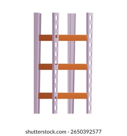 Storage rack flat style icon. Wardrobe, metal closet with wooden shelves. Furniture storage cupboard, garage, basement or bunker rack. Vector cartoon furniture interior design element isolated