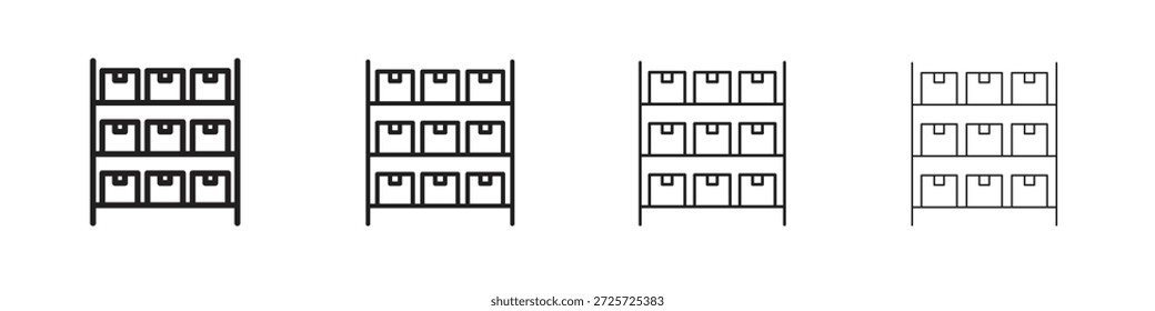 Concepto de icono de rack de almacenamiento. Símbolo de línea delgada. Vector de estilo de contorno simple