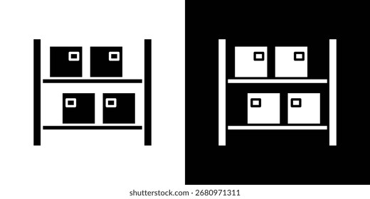 Storage rack icon in flat style, filled black symbol