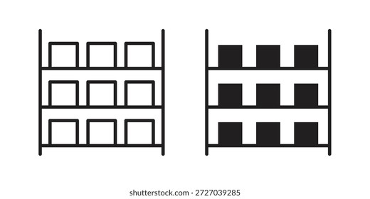 Ícone do rack de armazenamento em fundo branco. Ícone de vetor de ações