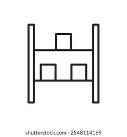 Icono de rack de almacenamiento Conjunto de contorno en color blanco y negro