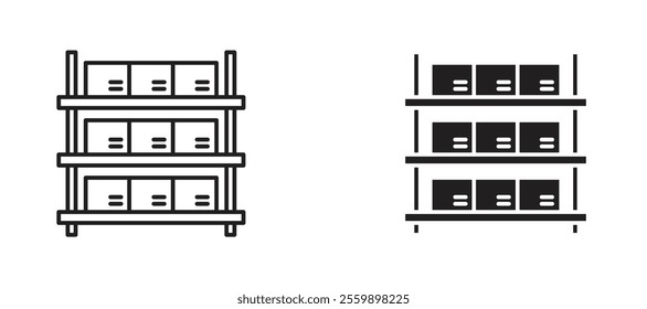 Storage rack Icon set in black color for ui designs