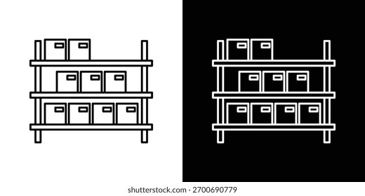 Ícones de rack de armazenamento. ícones simples, traçados, pretos