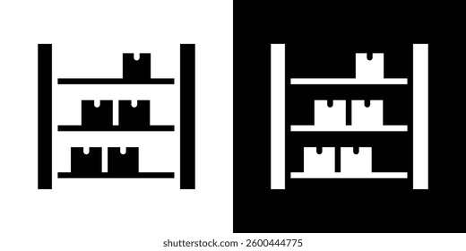 Storage rack icons vectors set in solid style.