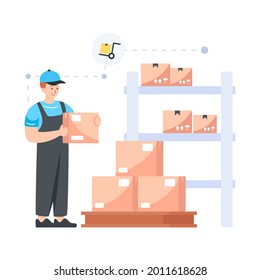 Storage racks in editable flat illustration design 