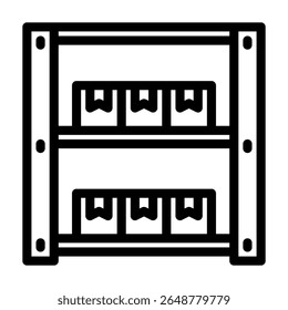 Storage shelves icon line style illustration