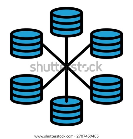 Storage Star Topology Disk Blue Base Color Hard disk HDD SSD Memory Cloud Link Computer Icon Logo Floppy Line Art