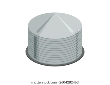 Storage tank building in isometric view. Simple flat illustration.
