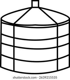 storage tank icon, The cylindrical structure showcases a weathered texture, hinting at a history of storage and industry, Modern outline tank logo concept, vector design template elements icons,