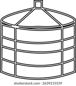 storage tank icon, The cylindrical structure showcases a weathered texture, hinting at a history of storage and industry, Modern outline tank logo concept, vector design template elements icons,