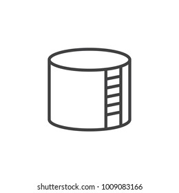 Storage tank line icon, outline vector sign, linear style pictogram isolated on white. Oil terminal symbol, logo illustration. Editable stroke