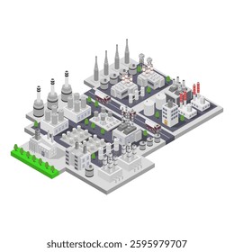 Storage tanks and pipelines isometric on white background