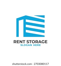 Modelo de design do logotipo da unidade de armazenamento. Ilustração de vetor de garagem.