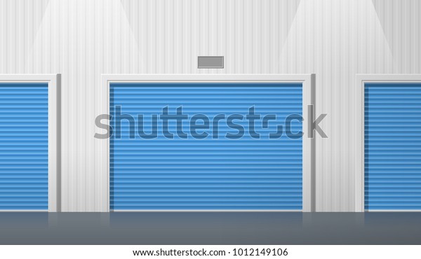 Storage Units Roller Doors Front View Stock Vector Royalty Free   Storage Units Roller Doors Front 600w 1012149106 