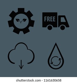 storage vector icons set. with download, gear sprout, hydraulic energy and free delivery in set