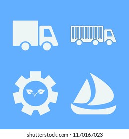 storage vector icons set. with ship, gear sprout and truck in set