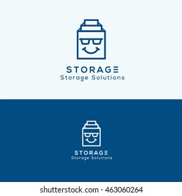 Storage vector logo design template. Card boxes illustration