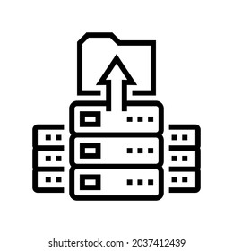 storaging knowledge on server line icon vector. storaging knowledge on server sign. isolated contour symbol black illustration
