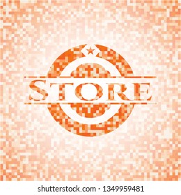 Store abstract orange mosaic emblem