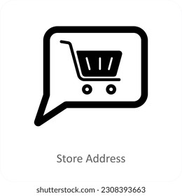 Concepto de icono de dirección y ubicación de la tienda