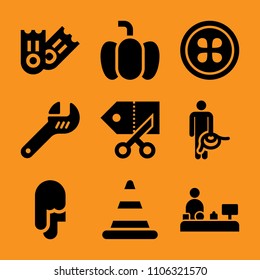 store, adventure, present, group, ice and background icon vector set. Flat vector design with filled icons. Designed for web and software interfaces