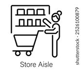 Store aisle icon in line style