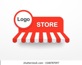 
Store awning canopy red color with space for logo. Online store. Shopping. Vector illustration. EPS 10