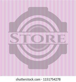 Store badge with pink background