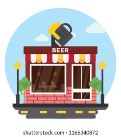 A Store Building With The Beer Depicting Beer Bar 