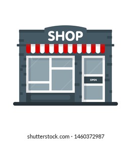 Store building facade icon. Open shop concept. Vector illustration.