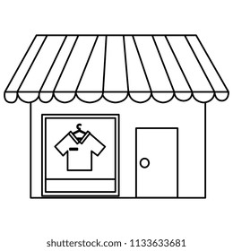 store building facade with shirts