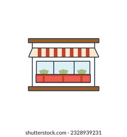 Store building icon in flat design style, vector illustration