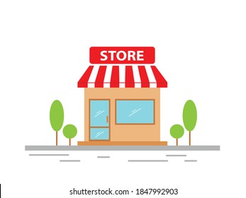 Store building icon. Illustration isolated on white background.