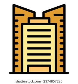 Almacenar el vector de contorno de icono de construcción. Ciudad moderna. Ver plano de color corporativo