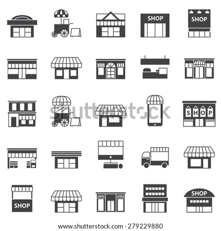 store and building  icon set 