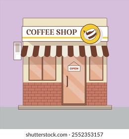 Store building icon vector coffee shop