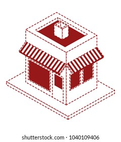 store building isometric icon