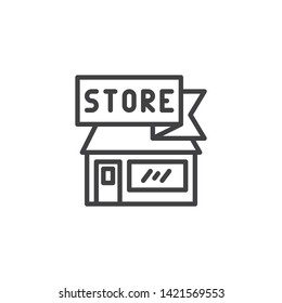 Store building line icon. linear style sign for mobile concept and web design. Shop outline vector icon. Symbol, logo illustration. Vector graphics