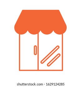 store building with parasol icon vector illustration design