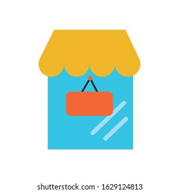 store building with parasol icon vector illustration design