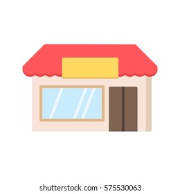 Store. building with a sign and a showcase.
