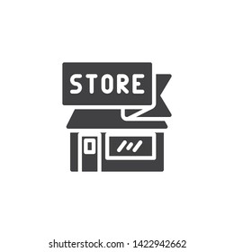 Store building vector icon. filled flat sign for mobile concept and web design. Shop glyph icon. Symbol, logo illustration. Vector graphics