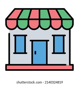 store building vector illustration isolated on white background. Architecture business concept.